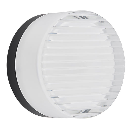 Dainolite Lucia 5.5in 1-Light LED Outdoor Wall Sconce | Modern Matte Black Metal and White Acrylic | Porch & Patio Exterior Wall | Model LUC-615LEDODW-MB