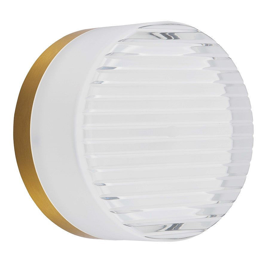 Dainolite Lucia 5in 1-Light Wall Sconce | Modern Aged Brass and White Acrylic | Hallway & Living Room | 5 x 5 x 3 in | Model LUC-615LEDW-AGB