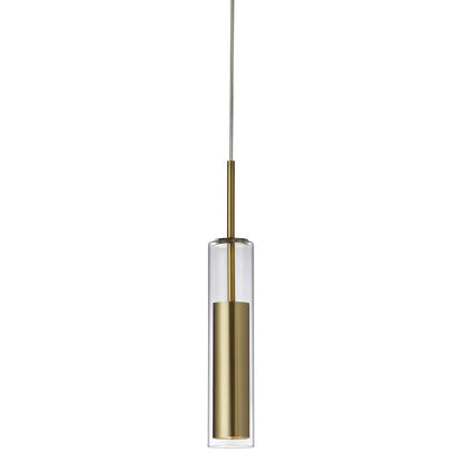 Dainolite Luna 12in 1-Light LED Pendant | Modern Aged Brass and Clear Glass | Kitchen Island & Dining Room | 2.5 x 2.5 x 12 in | Model LUN-1LEDP-AGB