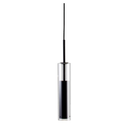Dainolite Luna 12in 1-Light LED Pendant | Modern Black and Clear Glass | Kitchen Island & Dining Room | 2.5 x 2.5 x 12 in | Model LUN-1LEDP-BK