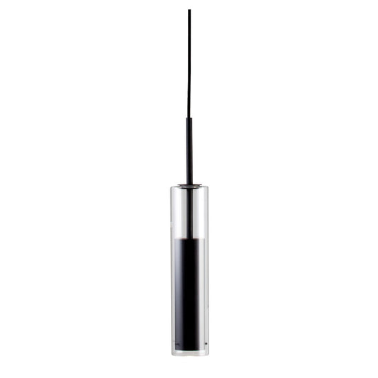 Dainolite Luna 12in 1-Light LED Pendant | Modern Black and Clear Glass | Kitchen Island & Dining Room | 2.5 x 2.5 x 12 in | Model LUN-1LEDP-BK