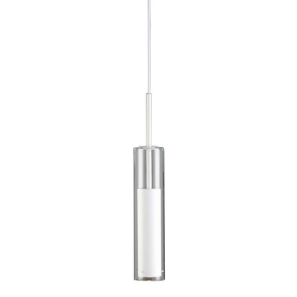 Dainolite Luna 2.5in 1-Light LED Pendant | Contemporary White Metal and Clear Glass | Kitchen & Dining Room | 2.5 x 2.5 x 12 in | Model LUN-1LEDP-WH