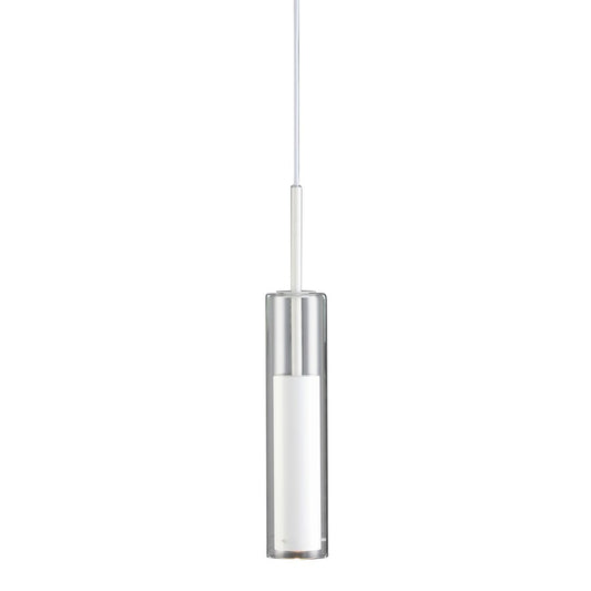 Dainolite Luna 2.5in 1-Light LED Pendant | Contemporary White Metal and Clear Glass | Kitchen & Dining Room | 2.5 x 2.5 x 12 in | Model LUN-1LEDP-WH