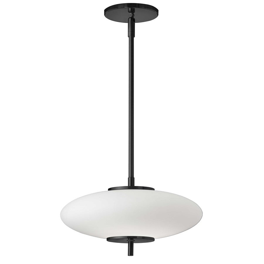 Dainolite Maddie 12in 1-Light LED Pendant | Contemporary Matte Black and Opal Glass | Kitchen Island & Dining Room | Model MAD-121LEDP-MB