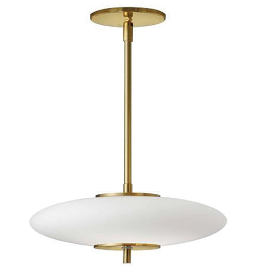 Dainolite Maddie 16in 1-Light LED Pendant | Transitional Aged Brass and Opal White Glass | Kitchen Island & Dining Room | Model MAD-161P-AGB