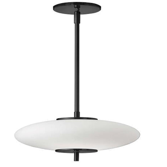 Dainolite Maddie 16in 1-Light LED Pendant | Transitional Matte Black and Opal White Glass | Kitchen Island & Dining Room | Model MAD-161P-MB
