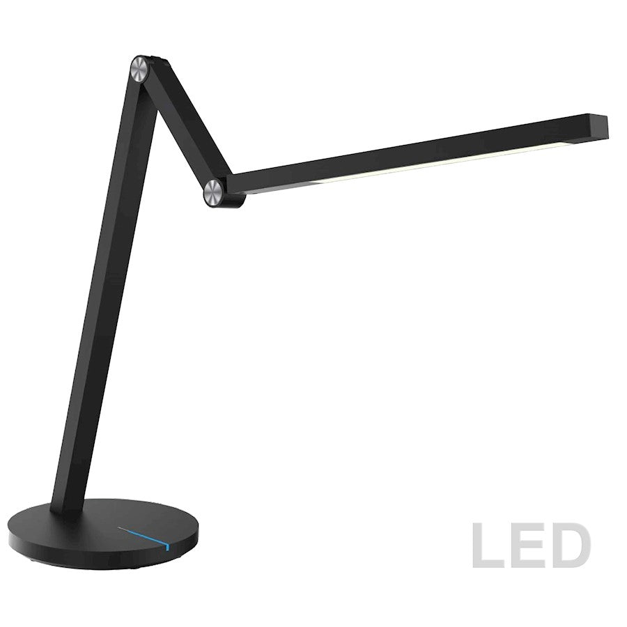 Dainolite Mantis 22in LED Desk Lamp | Modern Black Plastic and White Acrylic | Home Office & Reading Light | 450 Lumens | Model MAN-168LEDT-BK