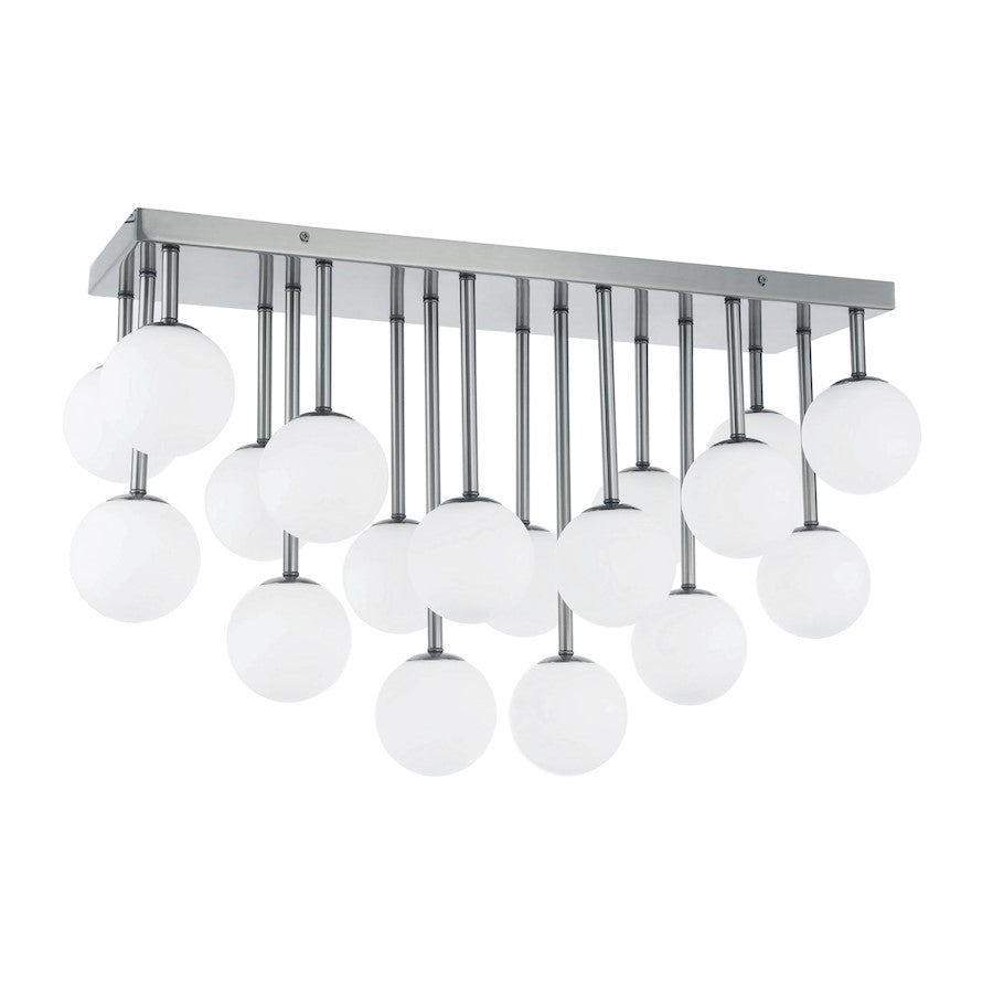 Dainolite Megallan 28in 18-Light Flush Mount | Modern Polished Chrome and Opal White Glass | Living Room & Foyer Damp Rated | 11 x | Model MGL-2718FH-PC