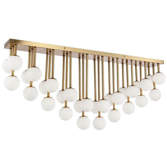 Dainolite Megallan 40in 30-Light Flush Mount | Modern Aged Brass and Opal Glass | Living Room & Bedroom | 7 x 40 x 18 in | Model MGL-4030FH-AGB