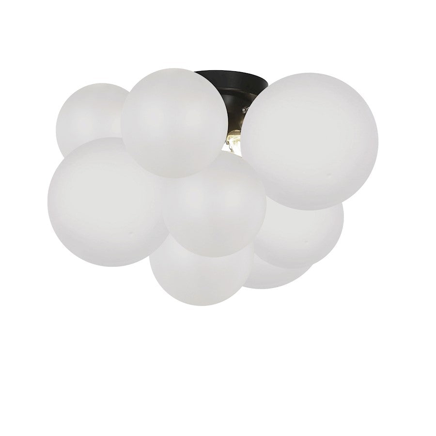 Dainolite Miles 14in 3-Light Flush Mount | Contemporary Opal White Glass and Matte Black Metal | Hallway & Bedroom | Model MLS-143FH-MB-FR