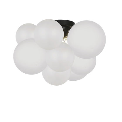 Dainolite Miles 14in 3-Light Flush Mount | Contemporary Opal White Glass and Matte Black Metal | Hallway & Bedroom | Model MLS-143FH-MB-FR