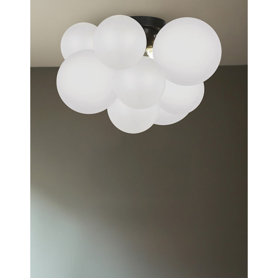Dainolite Miles 14in 3-Light Flush Mount | Contemporary Opal White Glass and Matte Black Metal | Hallway & Bedroom | Model MLS-143FH-MB-FR