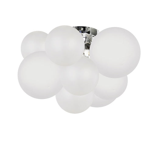 Dainolite Miles 14in 3-Light Flush Mount | Contemporary Opal White Glass and Polished Chrome Metal | Hallway & Bedroom | Model MLS-143FH-PC-FR