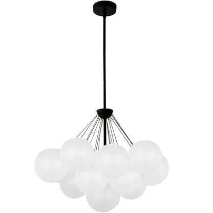 Dainolite Miles 27in 4-Light Chandelier | Contemporary Matte Black Metal and White Frosted Glass | Living Room & Dining Room | Model MLS-274C-MB-FR