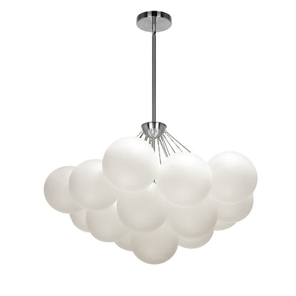 Dainolite Miles 27in 4-Light Chandelier | Contemporary Polished Chrome and White Glass | Living Room & Dining Room | Model MLS-274C-PC-FR
