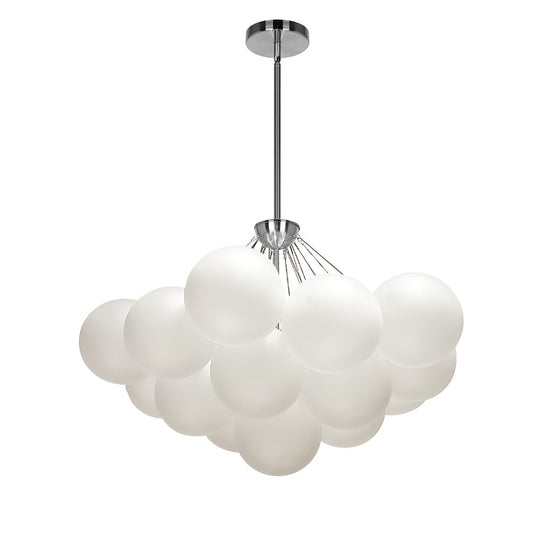 Dainolite Miles 27in 4-Light Chandelier | Contemporary Polished Chrome and White Glass | Living Room & Dining Room | Model MLS-274C-PC-FR