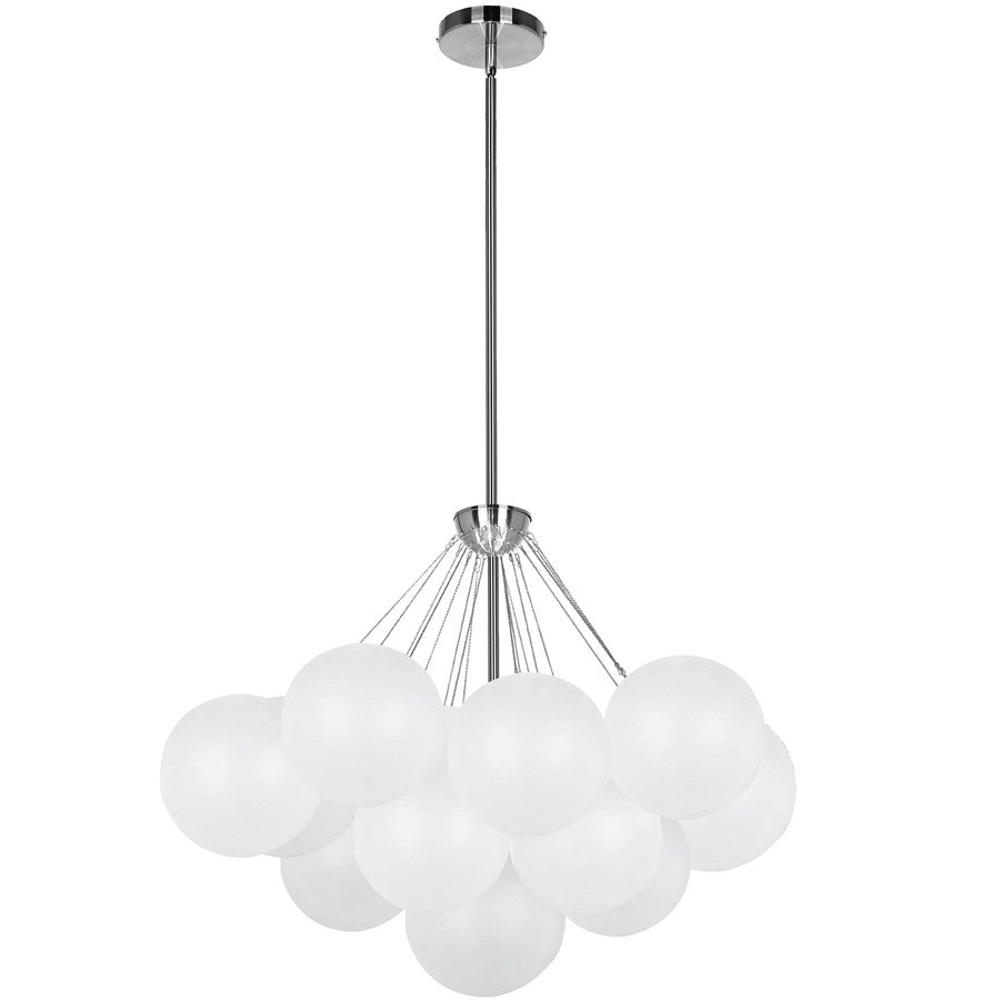 Dainolite Miles 27in 4-Light Chandelier | Contemporary Polished Chrome and White Glass | Living Room & Dining Room | Model MLS-274C-PC-FR
