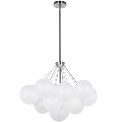 Dainolite Miles 27in 4-Light Chandelier | Contemporary Polished Chrome and White Glass | Living Room & Dining Room | Model MLS-274C-PC-FR