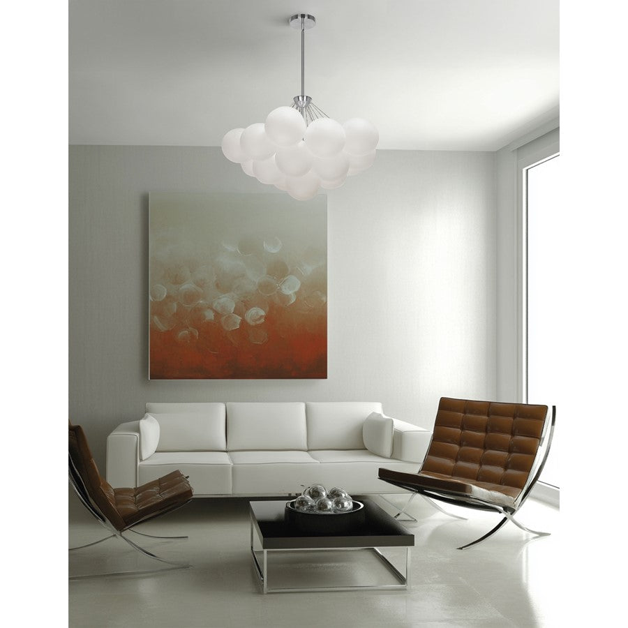 Dainolite Miles 27in 4-Light Chandelier | Contemporary Polished Chrome and White Glass | Living Room & Dining Room | Model MLS-274C-PC-FR