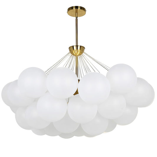 Dainolite Miles 36in 8-Light Chandelier | Contemporary Opal White Glass and Aged Brass | Dining Room & Living Room | Model MLS-358C-AGB-FR