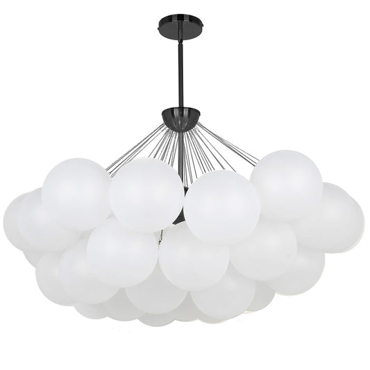 Dainolite Miles 36in 8-Light Chandelier | Contemporary Opal White Glass and Matte Black | Dining Room & Living Room | Model MLS-358C-MB-FR