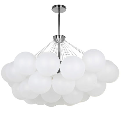 Dainolite Miles 36in 8-Light Chandelier | Contemporary Opal White Glass and Polished Chrome | Dining Room & Living Room | Model MLS-358C-PC-FR