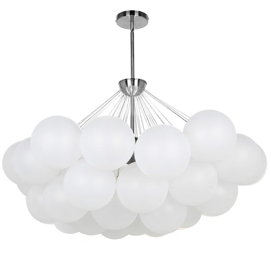 Dainolite Miles 36in 8-Light Chandelier | Contemporary Opal White Glass and Polished Chrome | Dining Room & Living Room | Model MLS-358C-PC-FR