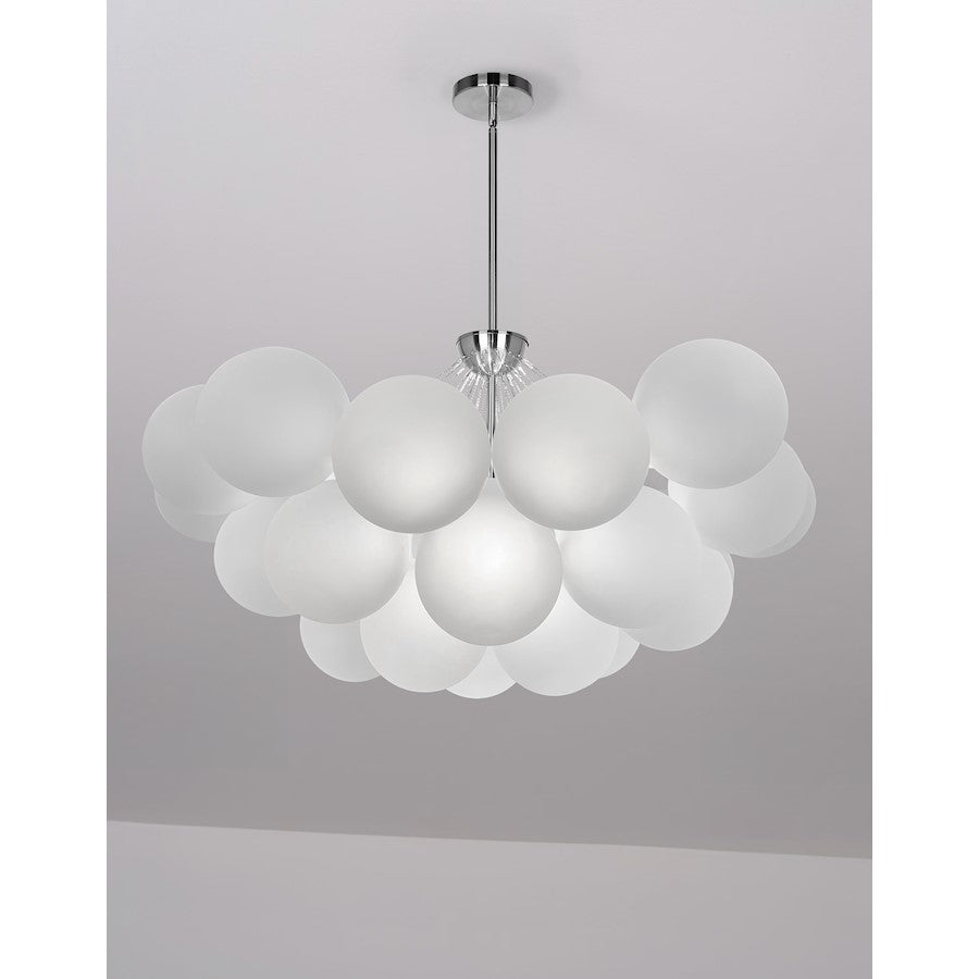 Dainolite Miles 36in 8-Light Chandelier | Contemporary Opal White Glass and Polished Chrome | Dining Room & Living Room | Model MLS-358C-PC-FR