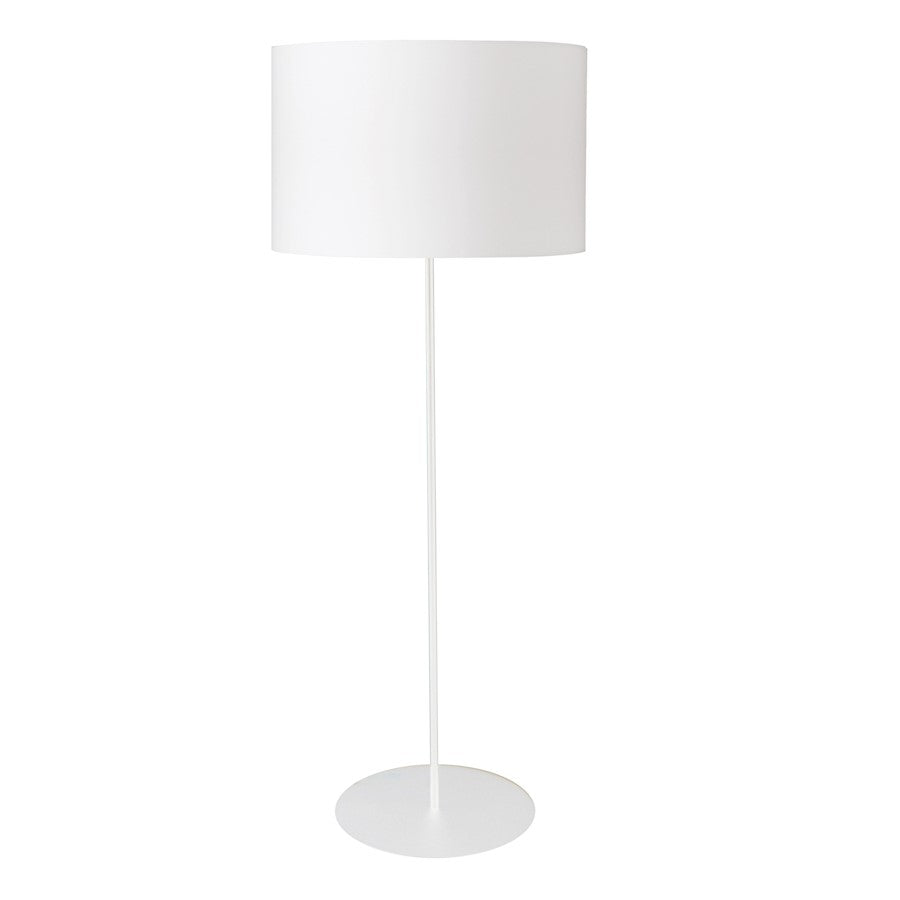 Dainolite Maine 22in 1-Light Drum Floor Lamp | Matte White Painted Metal and White Shade | Living Room & Bedroom Reading Light | 22 | Model MM221F-WH-790