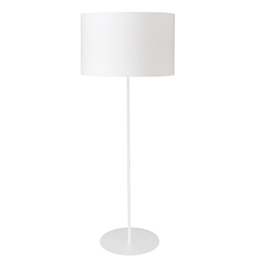 Dainolite Maine 22in 1-Light Drum Floor Lamp | Matte White Painted Metal and White Shade | Living Room & Bedroom Reading Light | 22 | Model MM221F-WH-790