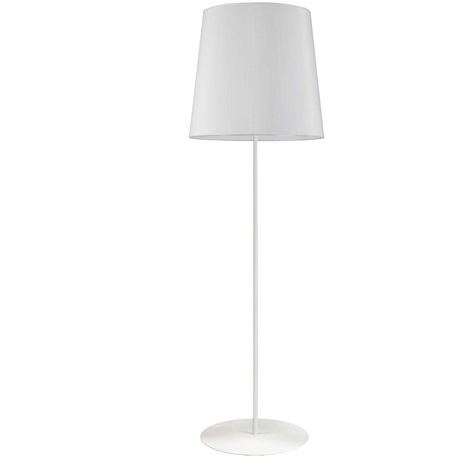 Dainolite MM681F-WH-790 1-Light Floor Lamp | Transitional Matte White Metal and White Fabric Shade | Living Room & Bedroom Reading | Model MM681F-WH-790