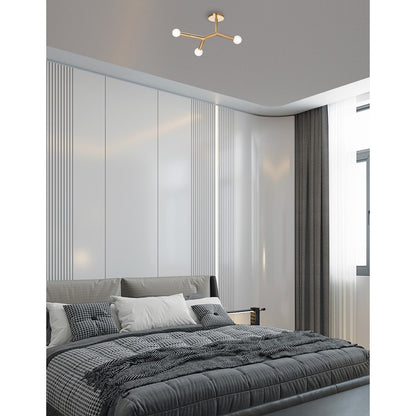 Dainolite Morgan 21in 3-Light Semi-Flush Mount | Transitional Aged Brass Metal | Hallway & Bedroom Ceiling Light | Model MOR-213SF-AGB
