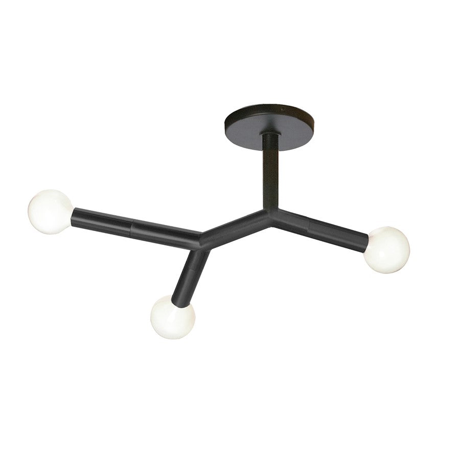Dainolite Morgan 21in 3-Light Semi-Flush Mount | Transitional Matte Black Metal | Hallway & Bedroom Ceiling Light | Model MOR-213SF-MB