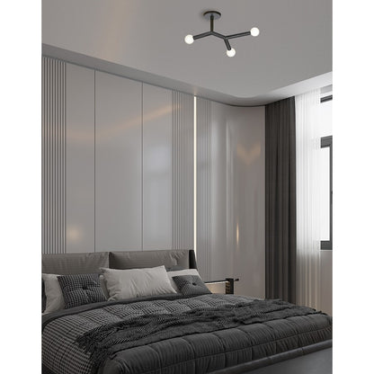 Dainolite Morgan 21in 3-Light Semi-Flush Mount | Transitional Matte Black Metal | Hallway & Bedroom Ceiling Light | Model MOR-213SF-MB
