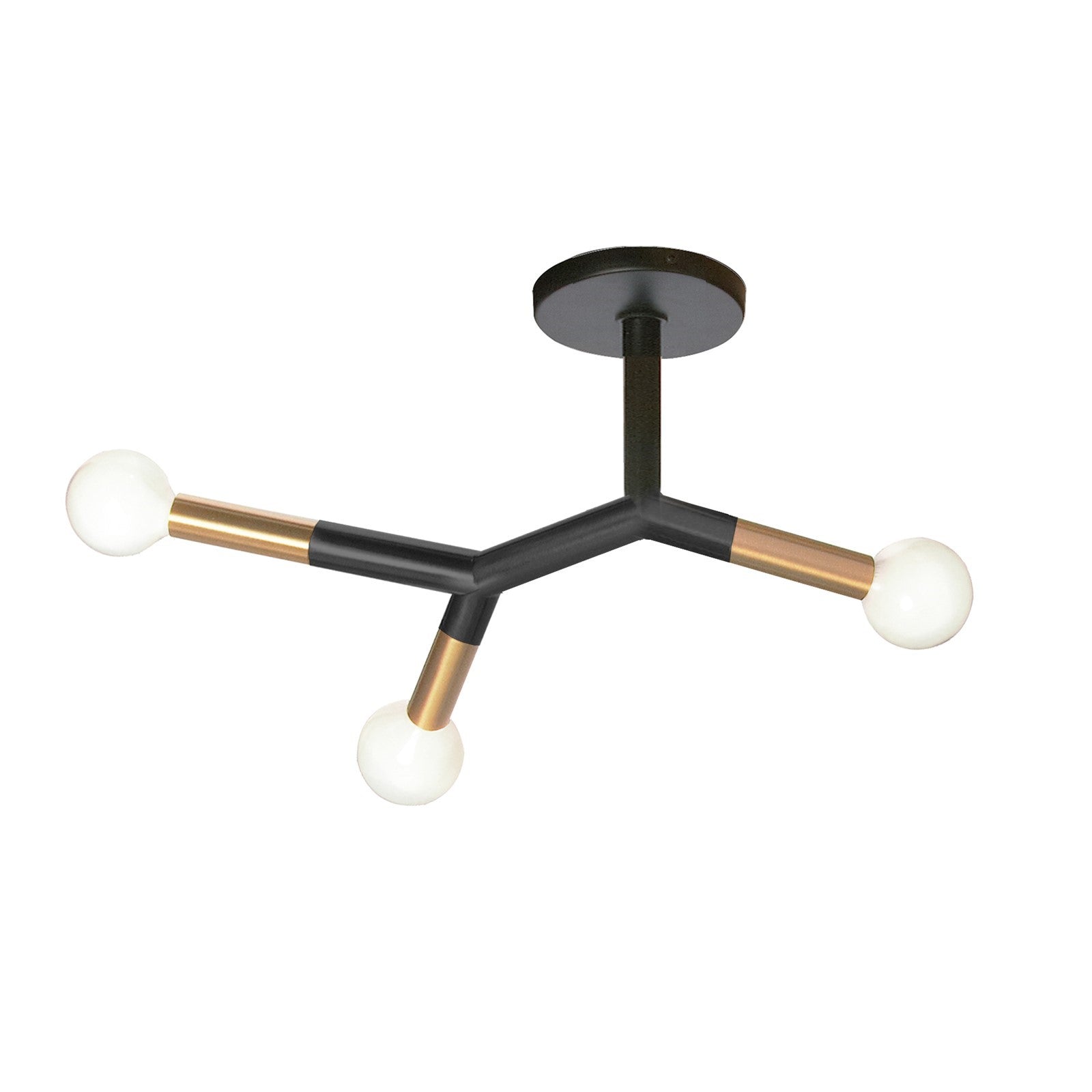 Dainolite Morgan 21.75in 3-Light Semi Flush Mount | Transitional Matte Black Metal and Aged Brass Accents | Bathroom & Entryway | Model MOR-213SF-MB-AGB