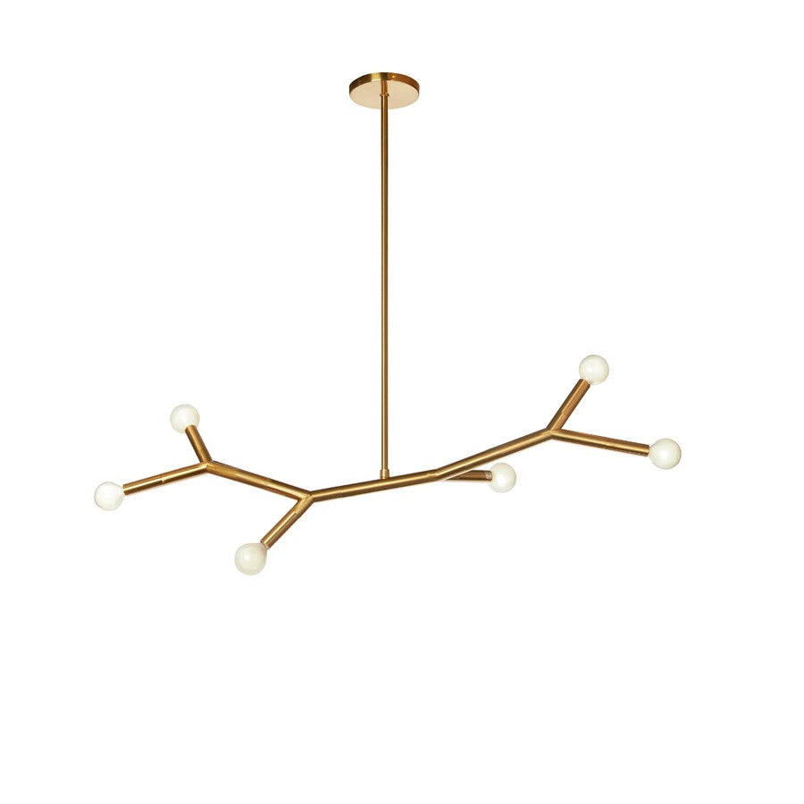 Dainolite Morgan 39in 6-Light Horizontal Pendant | Transitional Aged Brass Metal | Kitchen Island & Dining Room | Model MOR-396HP-AGB