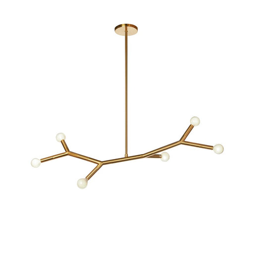 Dainolite Morgan 39in 6-Light Horizontal Pendant | Transitional Aged Brass Metal | Kitchen Island & Dining Room | Model MOR-396HP-AGB