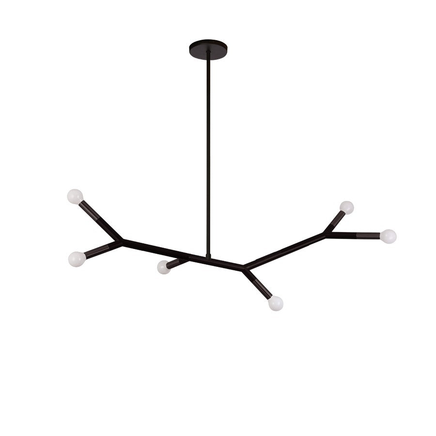 Dainolite Morgan 39in 6-Light Horizontal Pendant | Transitional Matte Black Metal | Kitchen Island & Dining Room | Model MOR-396HP-MB