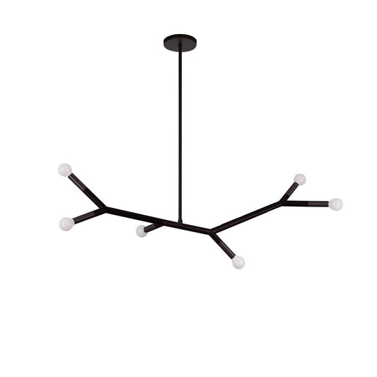 Dainolite Morgan 39in 6-Light Horizontal Pendant | Transitional Matte Black Metal | Kitchen Island & Dining Room | Model MOR-396HP-MB