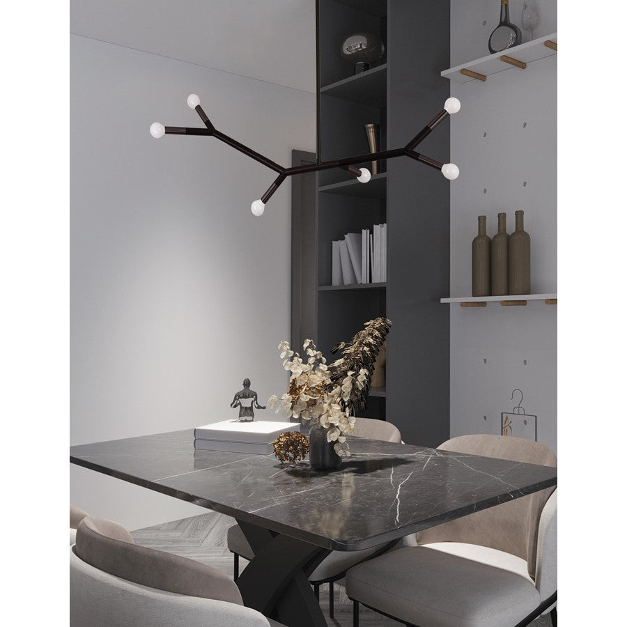 Dainolite Morgan 39in 6-Light Horizontal Pendant | Transitional Matte Black Metal | Kitchen Island & Dining Room | Model MOR-396HP-MB