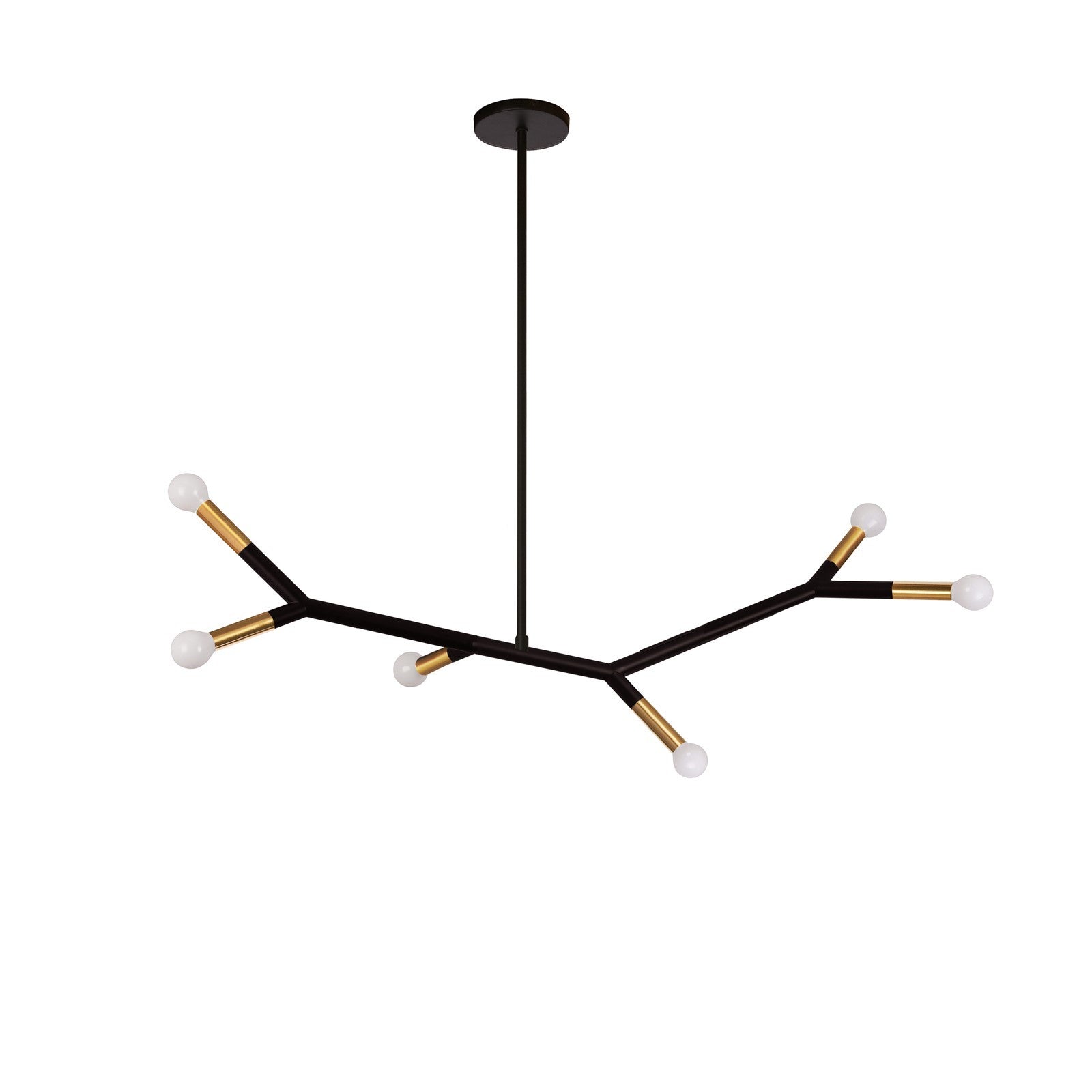 Dainolite Morgan 39in 6-Light Horizontal Pendant | Transitional Matte Black Metal and Aged Brass Accents | Kitchen Island & | Model MOR-396HP-MB-AGB
