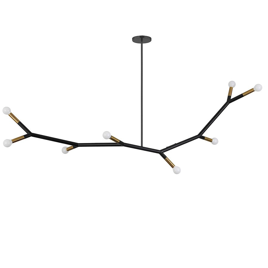 Dainolite Morgan 60in 8-Light Pendant | Transitional Matte Black and Aged Brass Metal | Kitchen Island & Dining Room | Model MOR-608HP-MB-AGB