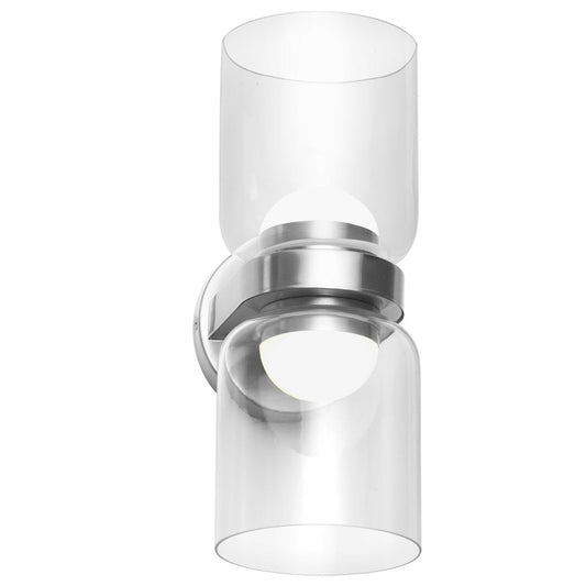 Dainolite Nadine 12in 2-Light LED Wall Sconce | Transitional Polished Chrome and Clear Glass | Hallway & Bedroom | Model NAD-1020LEDW-PC