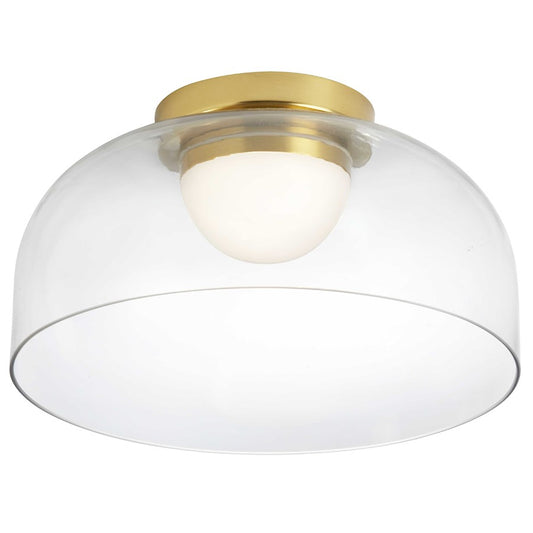 Dainolite Nadine 12in 1-Light LED Flush Mount | Transitional Aged Brass and Clear Glass | Hallway & Bedroom | Model NAD-1210LEDFH-AGB