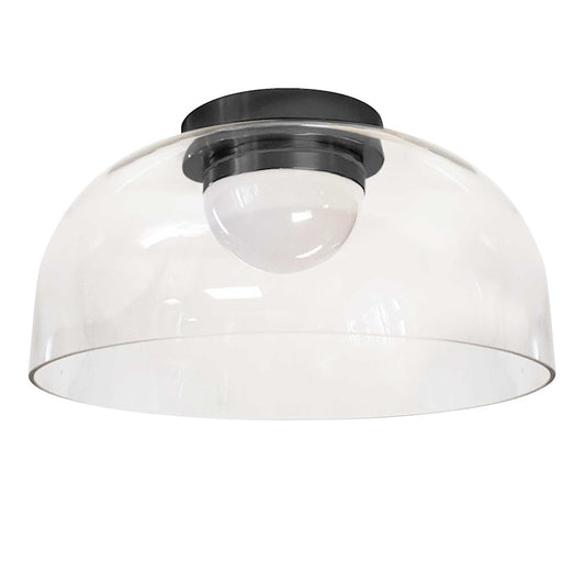 Dainolite Nadine 12in 1-Light LED Flush Mount | Transitional Matte Black and Clear Glass | Hallway & Bedroom | Model NAD-1210LEDFH-MB