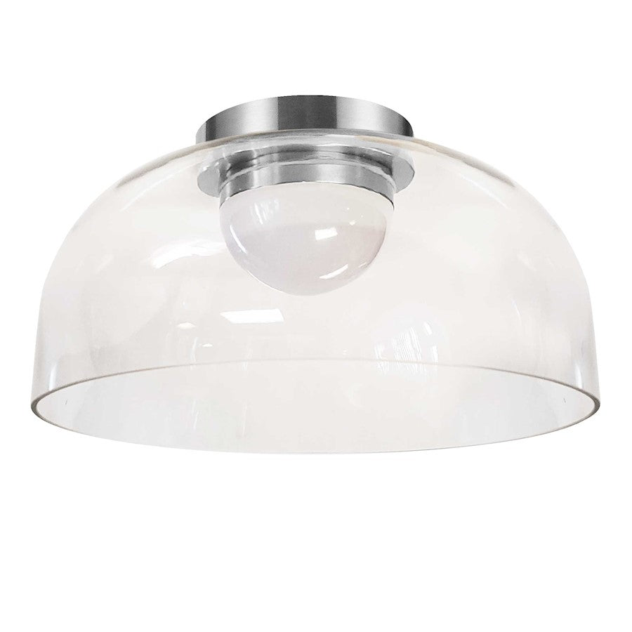 Dainolite Nadine 12in 1-Light LED Flush Mount | Transitional Polished Chrome and Clear Glass | Hallway & Bedroom | Model NAD-1210LEDFH-PC