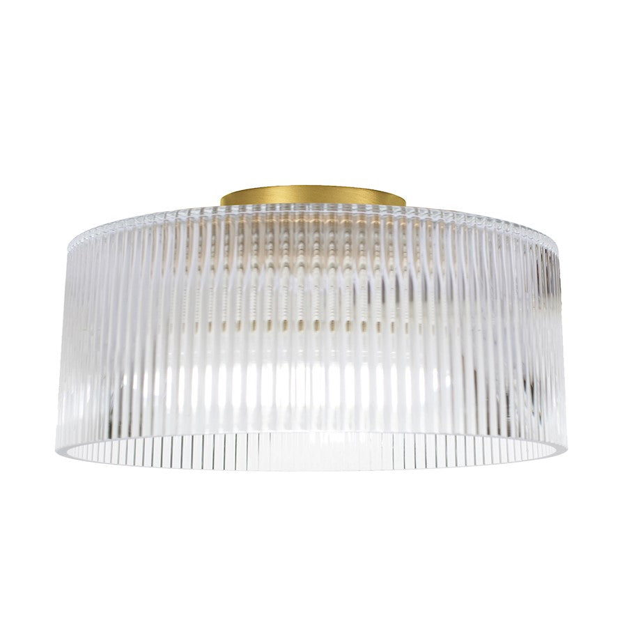 Dainolite Nadine 12in 1-Light Flush Mount | Transitional Aged Brass and Clear Glass | Bedroom & Hallway | Model NAD-123FH-AGB-FL