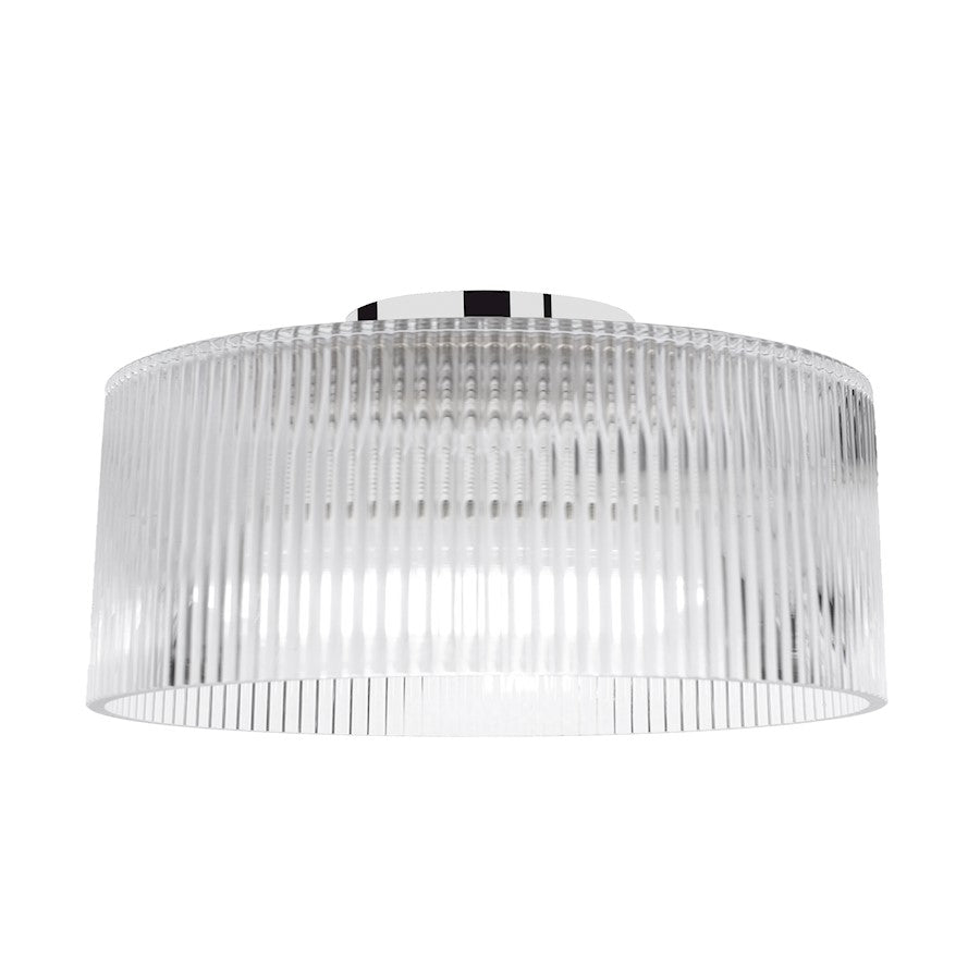 Dainolite Nadine 12in 1-Light Flush Mount | Transitional Polished Chrome and Clear Glass | Bedroom & Hallway | Model NAD-123FH-PC-FL