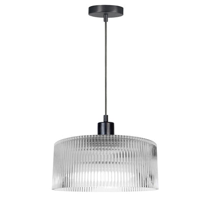 Dainolite Nadine 12in 1-Light Pendant | Transitional Matte Black and Clear Glass | Kitchen Island & Dining Room | Model NAD-123P-MB-FL