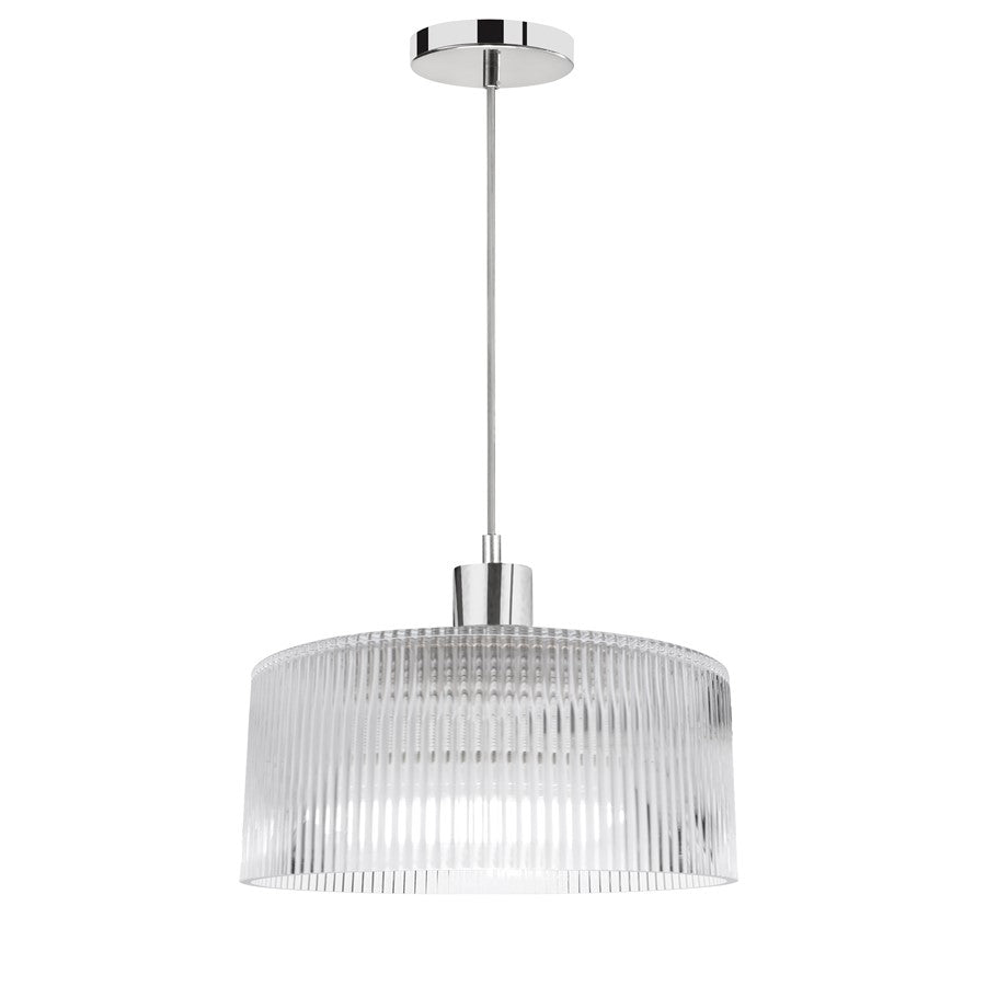 Dainolite Nadine 12in 1-Light Pendant | Transitional Polished Chrome and Clear Glass | Kitchen Island & Dining Room | Model NAD-123P-PC-FL